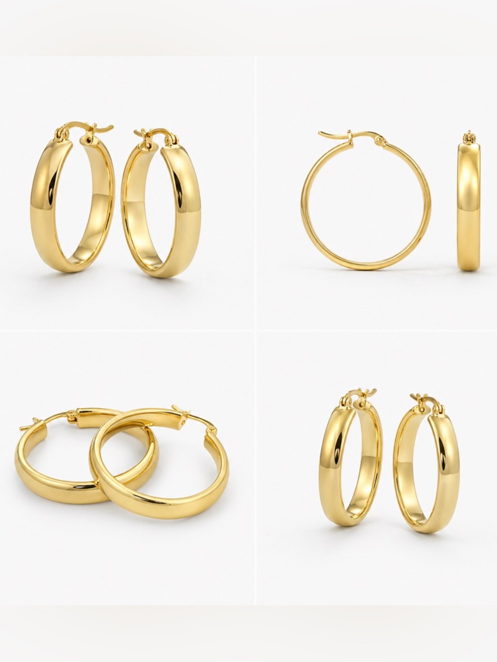 Dorana Sterling Silver Gold Hoop Earrings Classic Lightweight Hoops New Marked